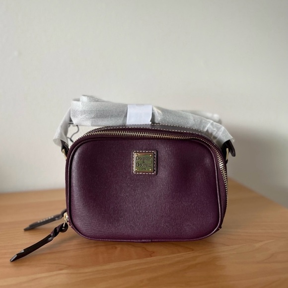 NWT Dooney & Bourke Saffiano Leather Sawyer Crossbody Bag • Plum Wine - Picture 8 of 15